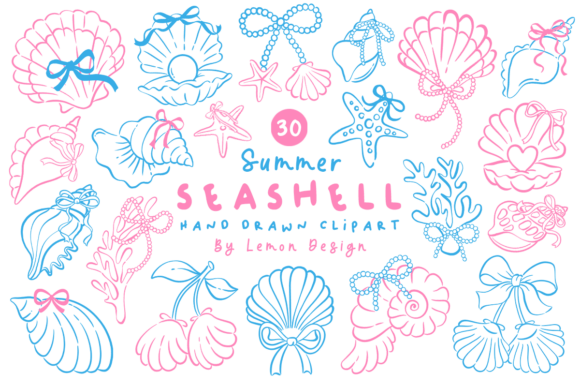 Download Summer Seashell PNG Line Art Bundle - Summer Collection