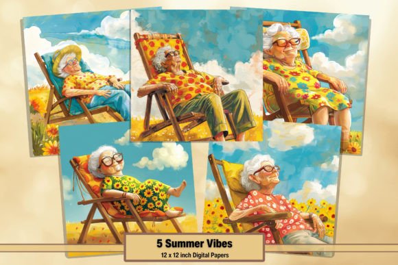 Download Summer Grandma Digital Papers Pack 57 - Summer Collection