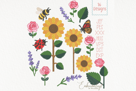 Download 16 Floral Summer Embroidery Designs File - Summer Collection