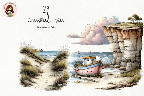 Download Watercolor Coastal Summer PNG Clipart - Summer Collection