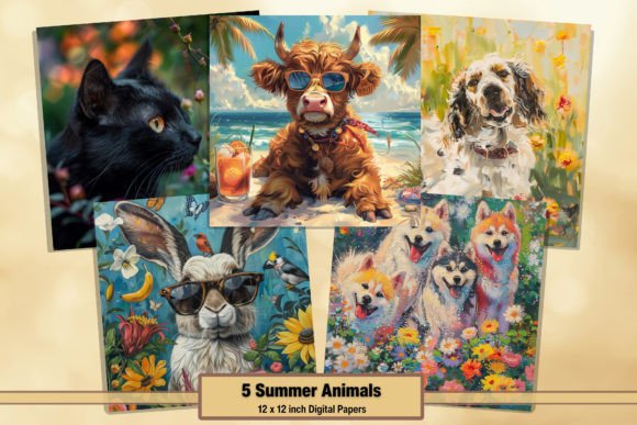 Download Summer Animals Digital Papers Pack 78 - Summer Collection