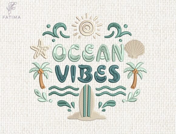 Download Ocean Vibes Summer Embroidery Design - Summer Collection