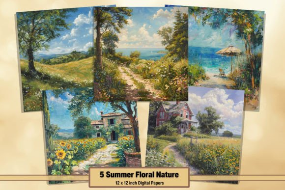 Download Summer Nature Digital Papers Pack 51 - Summer Collection