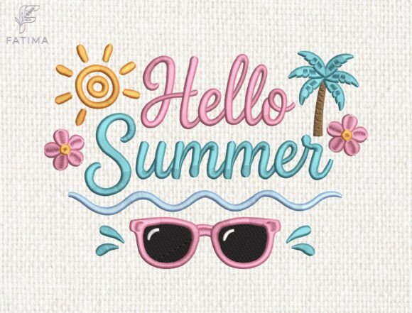 Download Hello Summer Embroidery Design - Summer Collection