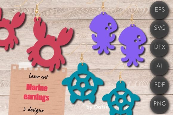 Download Summer Earrings, Marine Laser Cut Files - Summer Collection