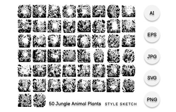 Download Jungle Animal Plants Element Black - Plant Collection