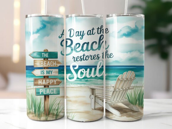 Download Tropical Beach Summer 20oz Tumbler Wrap - Summer Collection