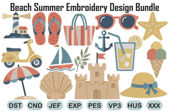 Download Beach Summer Embroidery Design Bundle - Summer Collection