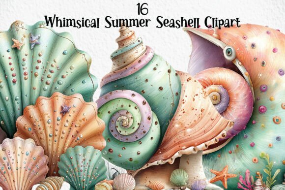 Download Whimsical Summer Seashell Clipart - Summer Collection