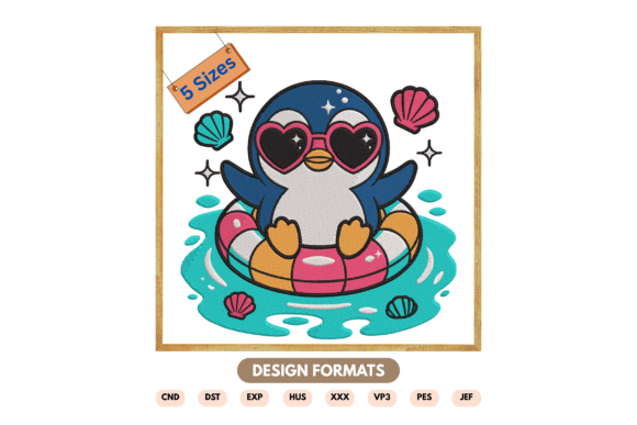 Download Cute Penguin Summer Embroidery Design - Summer Collection