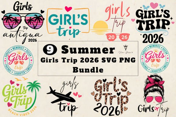 Download Summer Girls Trip 2026 SVG PNG Bundle - Summer Collection