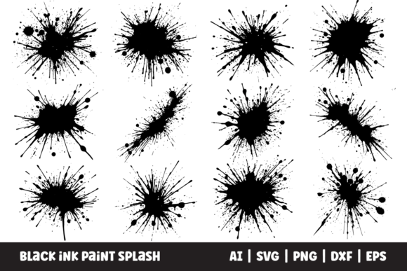 Download Black Ink Paint Splash Vector Clipart - Splash Collection