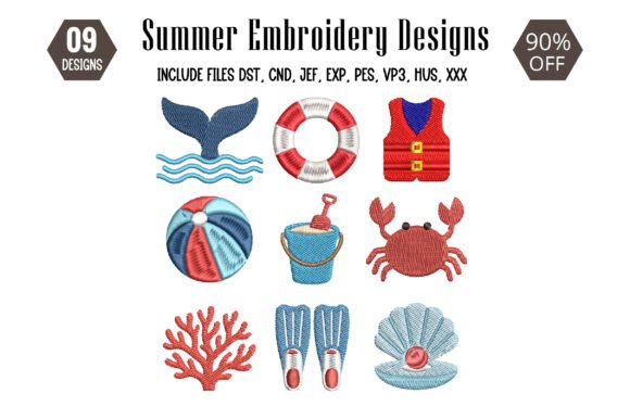 Download Coastal Summer Embroidery Design - Summer Collection