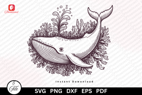 Download Hand Drawn Coastal Vintage Whale SVG PNG - Premium Resources