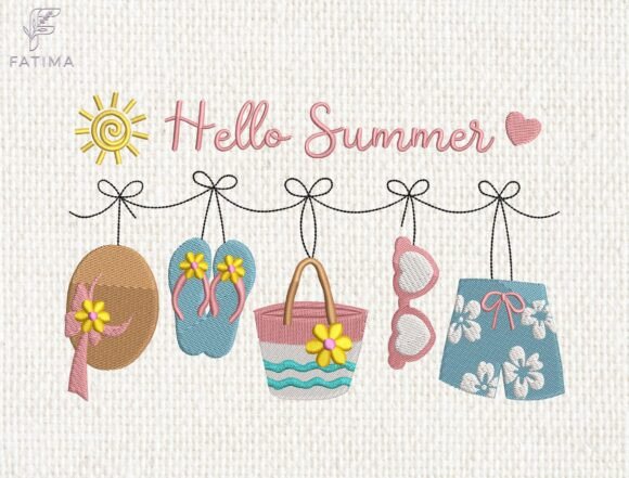 Download Hello Summer Embroidery Design - Summer Collection