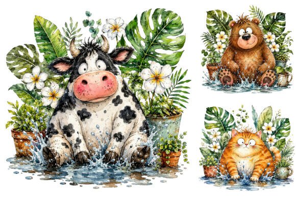 Download Funny Splashing Animal Clipart Bundle - Splash Collection